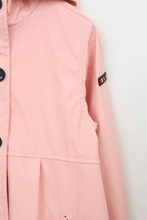 Batela Girls Raincoat with Anchor Buttons- Peach