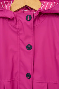 Batela Girls Raincoat with Anchor Buttons - Pink