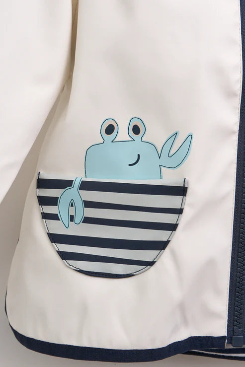 Batela Baby Raincoat with Crab Pocket- White