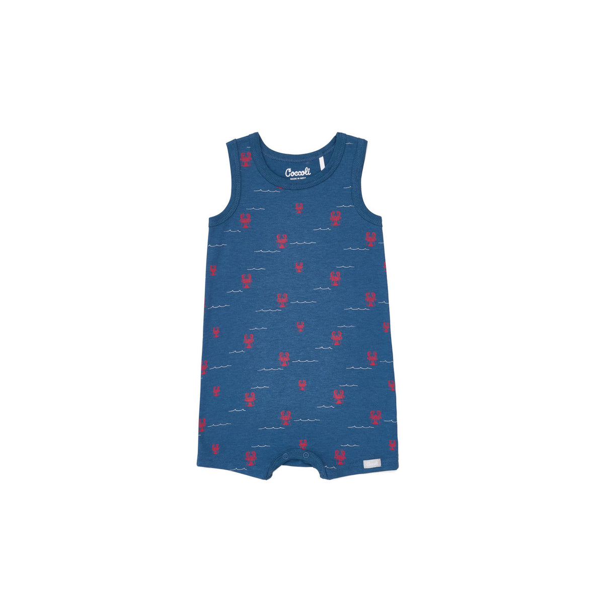 Coccoli Cotton Modal Boy Romper- Lobsters on Navy