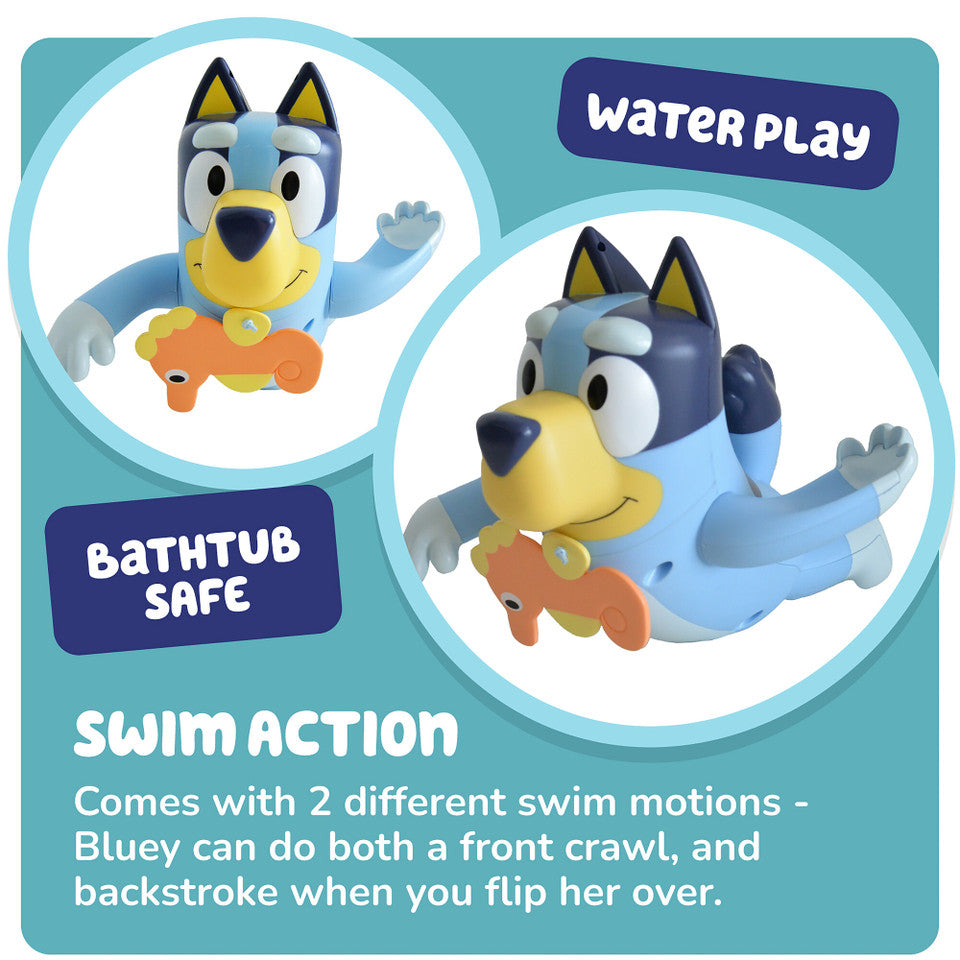 TOMY Toomies Swimming Bluey Bath Toy with Seahorse