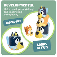 TOMY Toomies Bluey's Family Pourers featuring Chilli, Bandit, Bingo, and Bluey