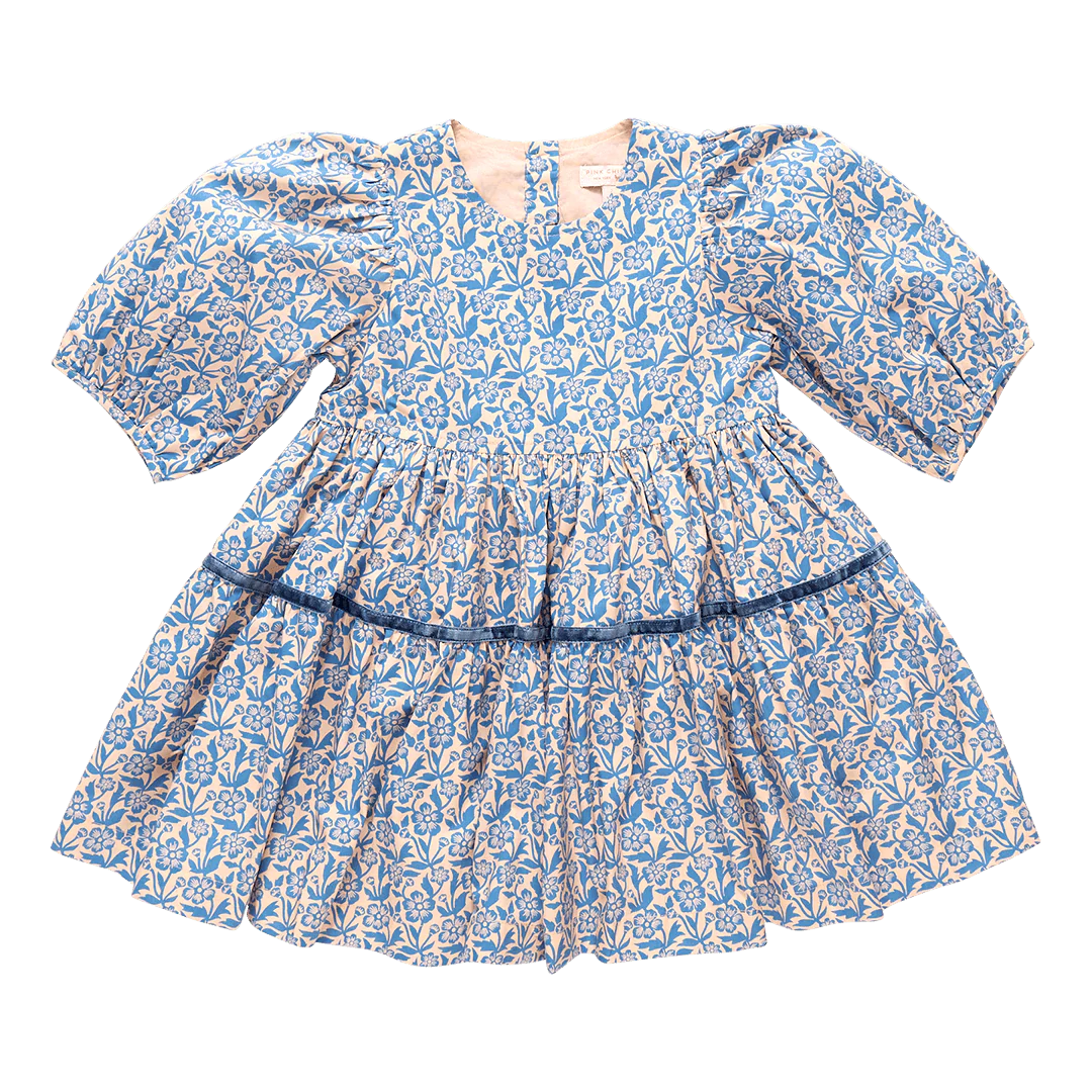 Pink Chicken Girls Maribelle Dress II Blue Climbing Floral
