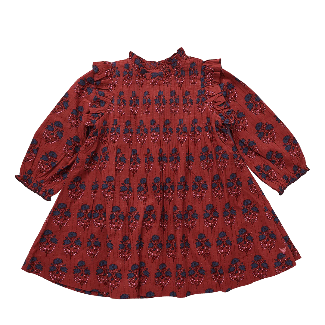 Pink Chicken Girls Jaipur Dress II Red autumn strawflower