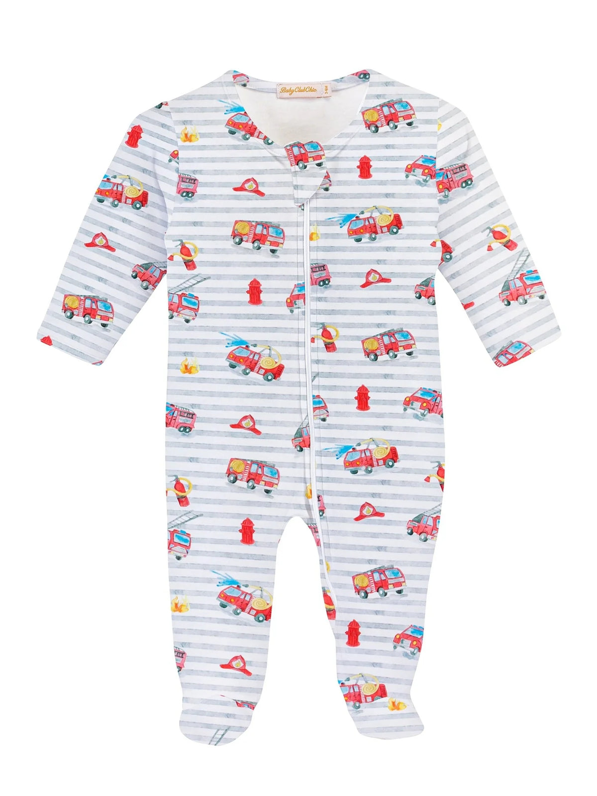 Baby Club Chic Firefighters Zipped Footie