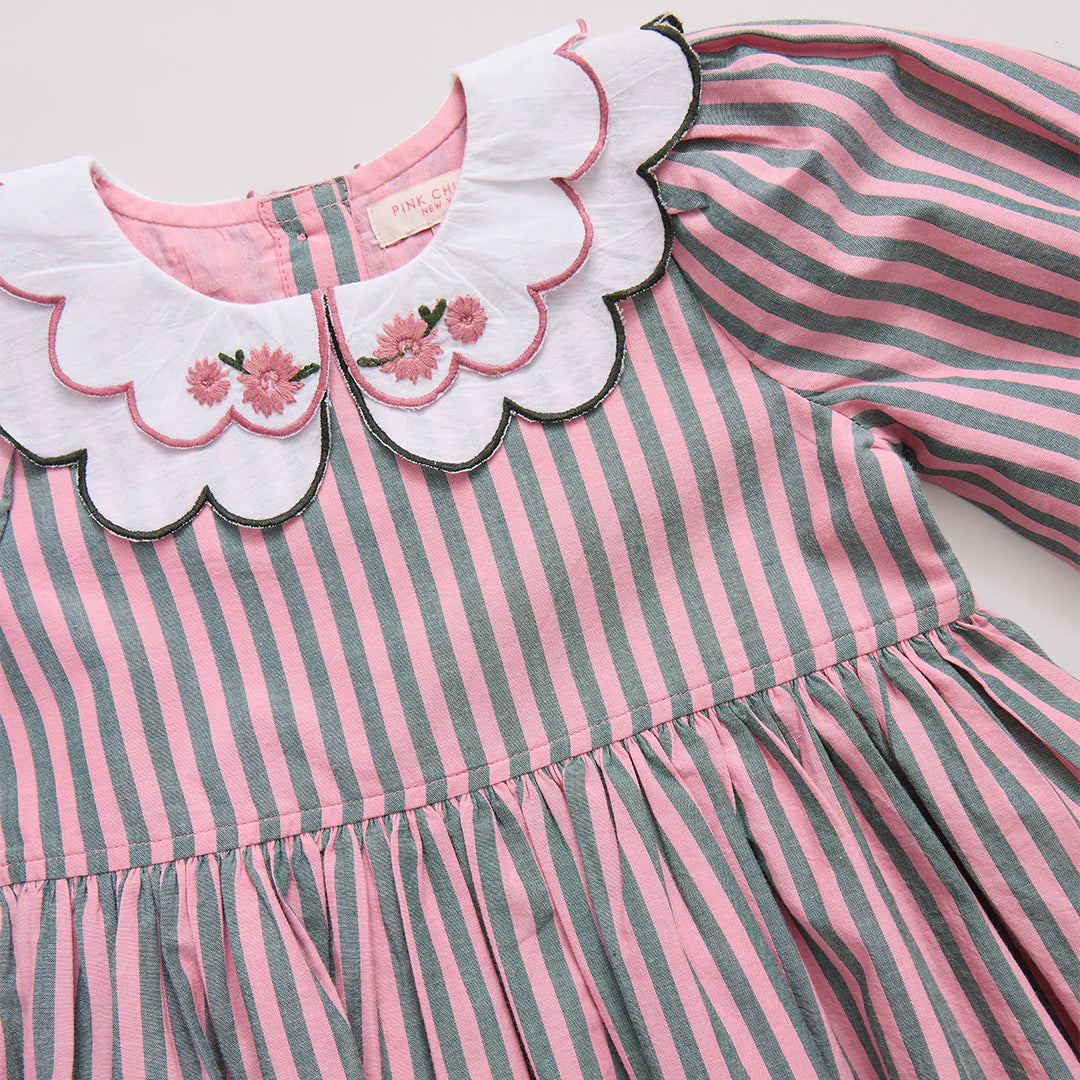 Pink Chicken Darcy Dress II Pink Green Stripe