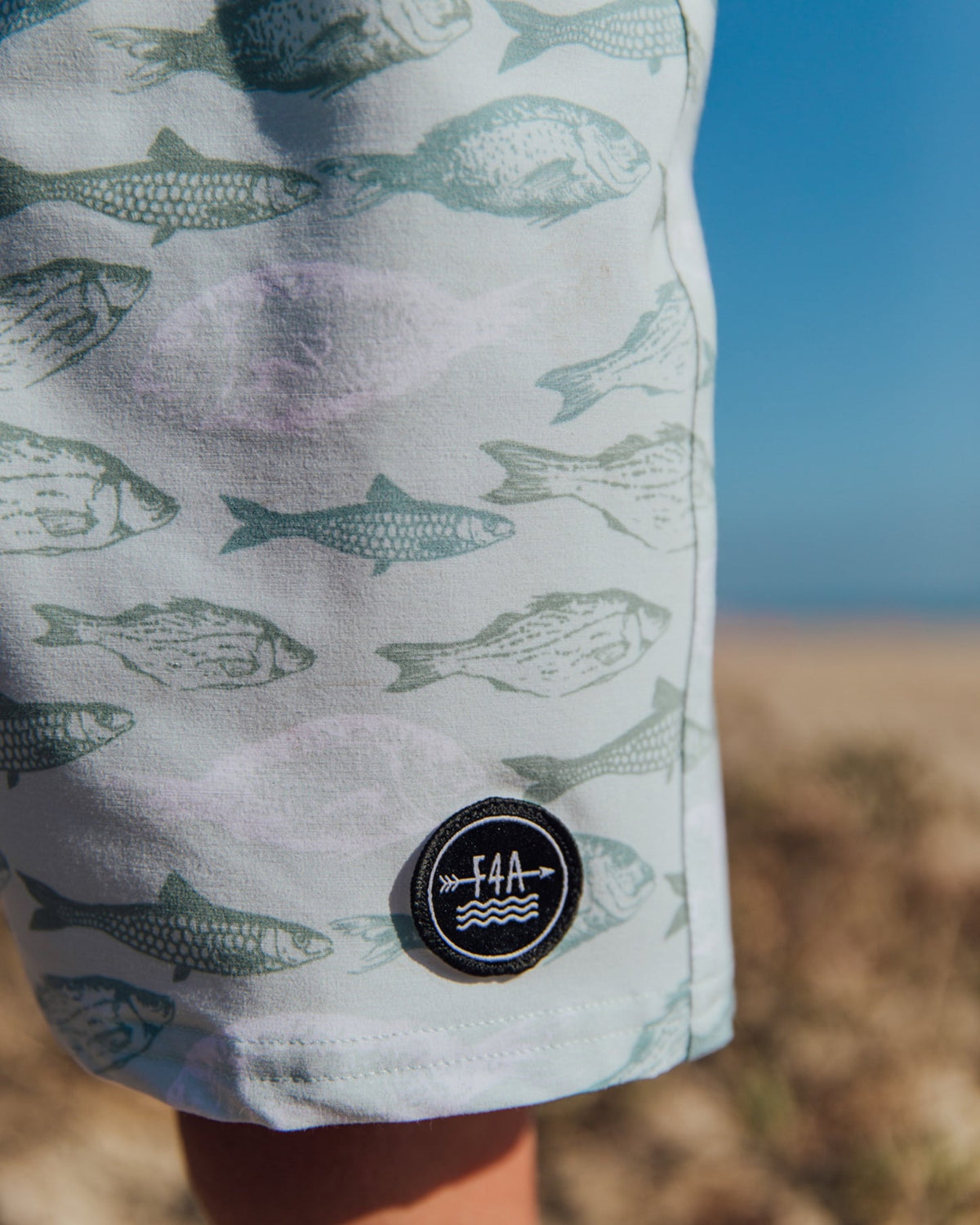 Feather 4 Arrow Classic Boardshort- Sage-Neutral Fish Print