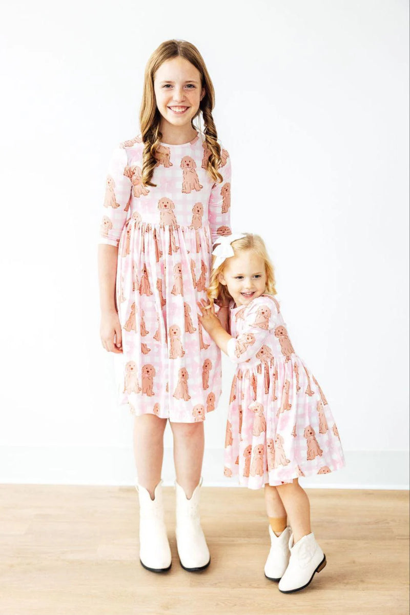 Mila & Rose Goldendoodle 3/4 Sleeve Pocket Twirl Dress