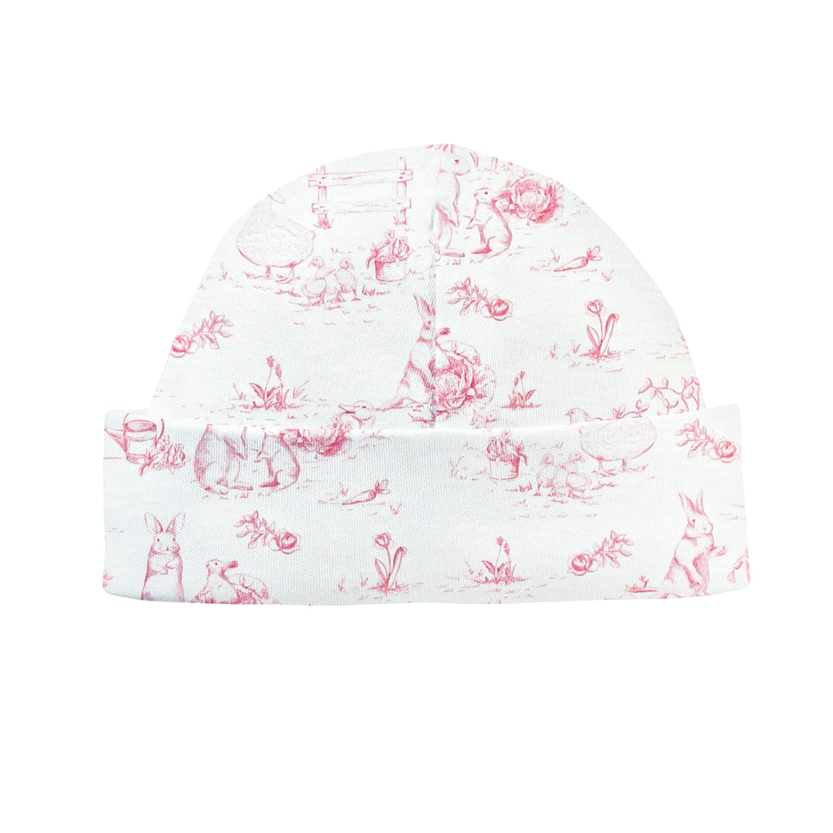 Baby Club Chic Pink Toile Bunnies Printed Round Hat