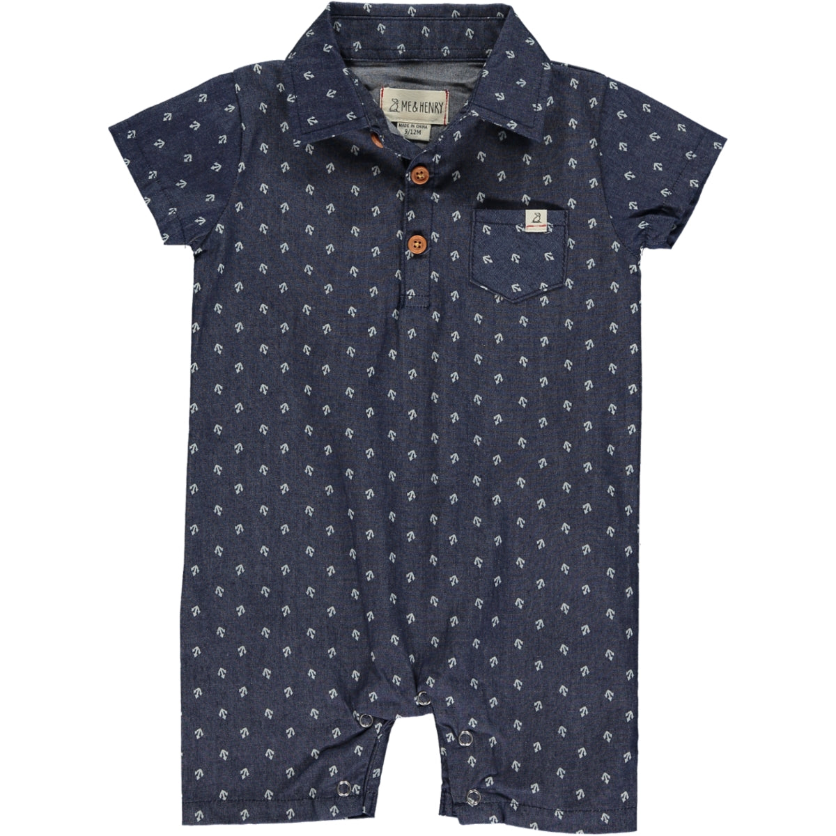Me & Henry Sandy Chambray Anchor Romper