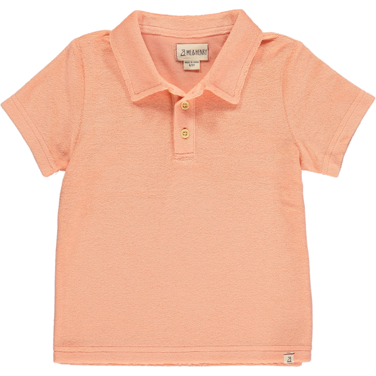 Me & Henry Watergate Terry Towelling Polo Peach Terry Towelling Polo