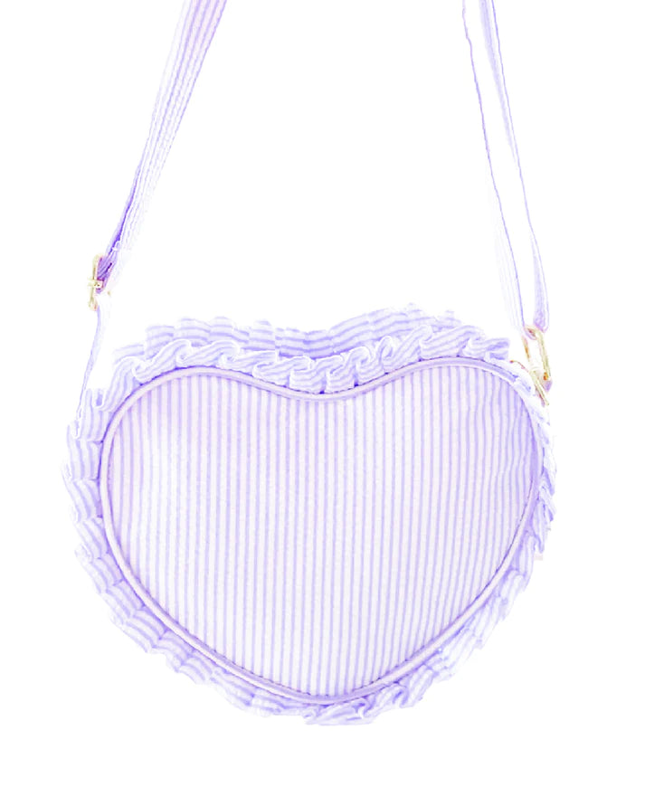 Bits and Bows Heart Purse Seersucker Lavender