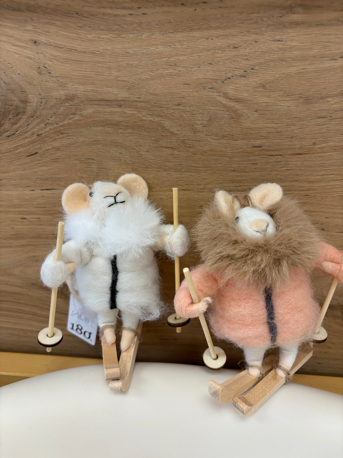 One Hundred 80 Degrees Skiing Mouse Felted Ornament