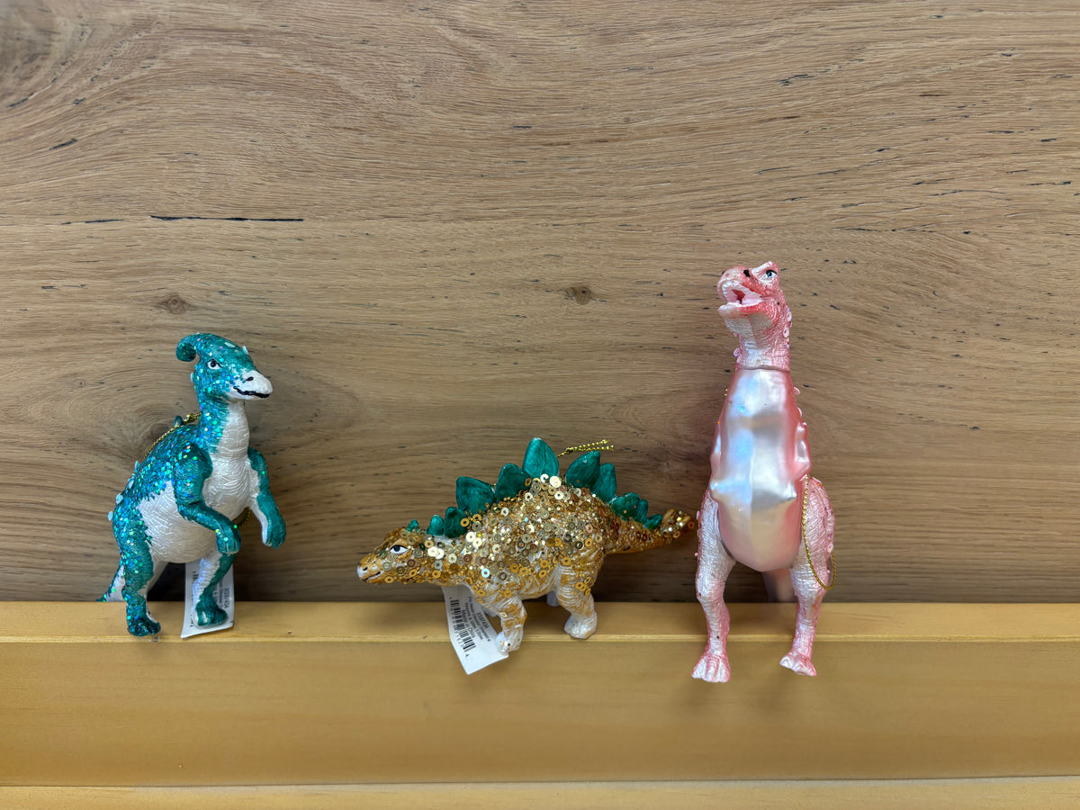 Creative Co-Op Resin Glitter Dinosaur Ornament - 3 Options