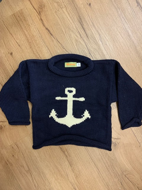 Claver Navy Sweater with Cream Anchor