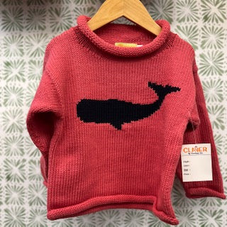 Claver Salmon Sweater with Navy Whale