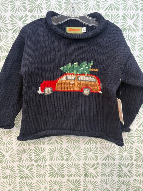 Claver Roll Neck Sweater  Station Wagon with Tree on Top
