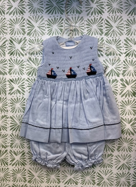 Carriage Boutiques Hand Smocked Sailboats Baby Girl Dress