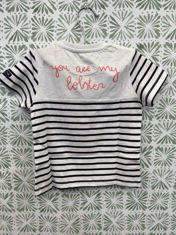 Batela Short Sleeve You are My Lobster Shirt-Navy and White Stripes