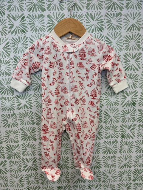 Baby Club Chic Christmas Toile Zipped Footie