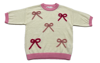 Lulu Bebe Iris Pink Bows Sweater
