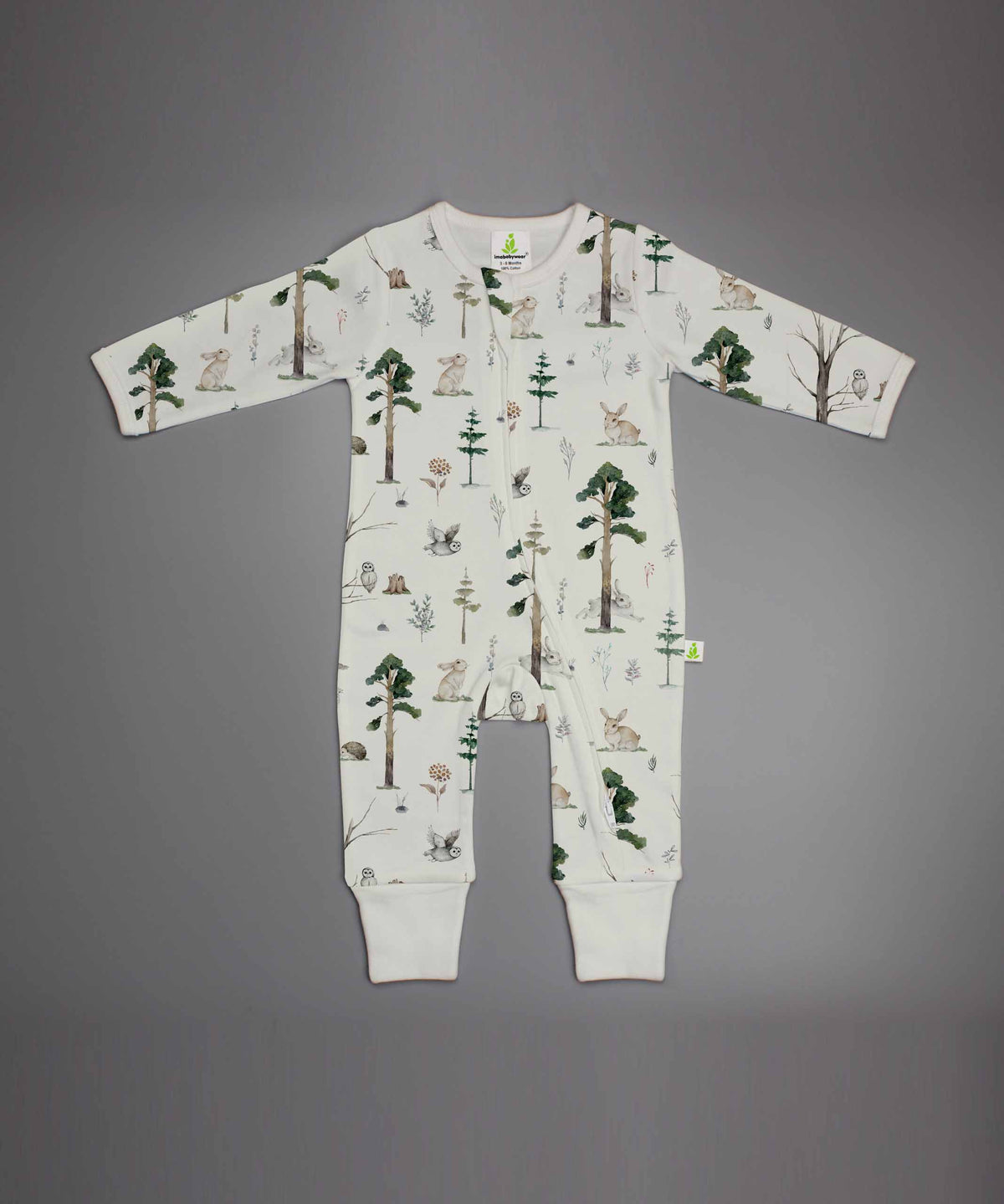 Imababywear Long Sleeve Zipsuit with Feet Tropical Woods