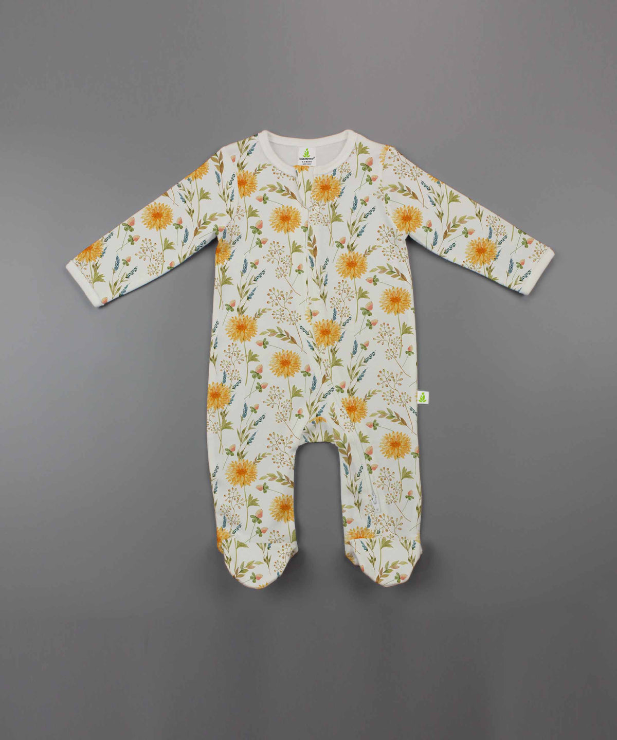 Imababywear Zipsuit with Feet Floral Garden