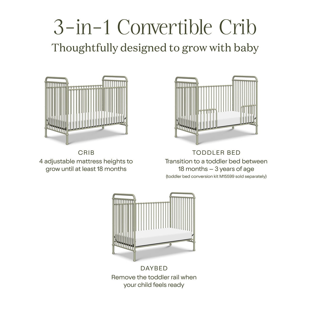 Namesake Abigail 3-in-1 Convertible Crib