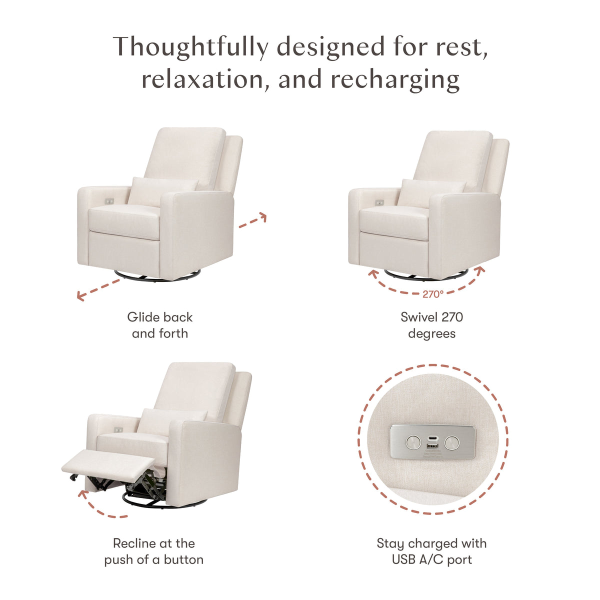 Babyletto Sigi Electronic Recliner and Glider with USB Port