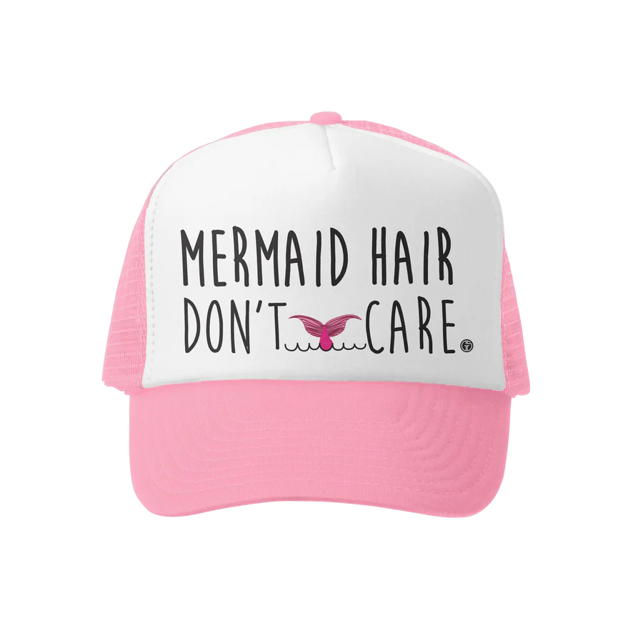 Grom Squad Trucker Hat - Mermaid Hair Don't Care (pink/white)
