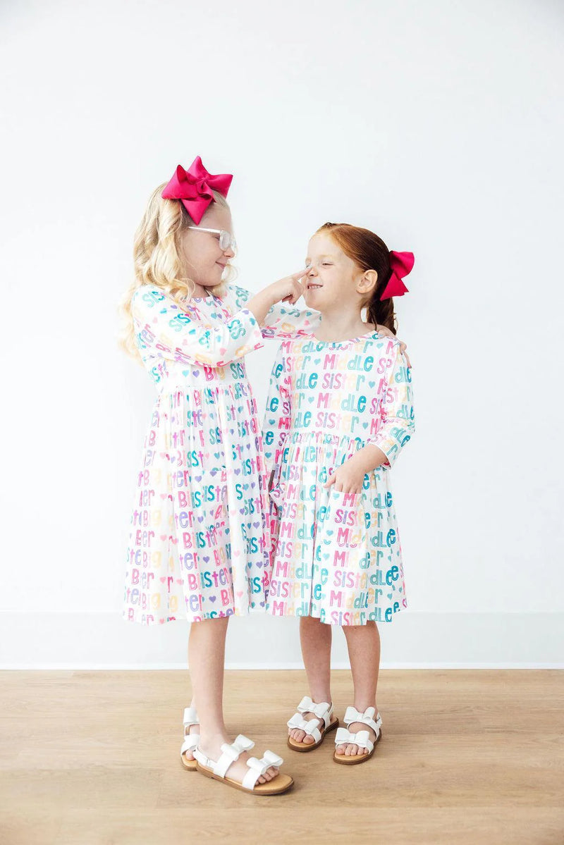 Mila & Rose Big Sister 3/4 Sleeve Pocket Twirl Dress