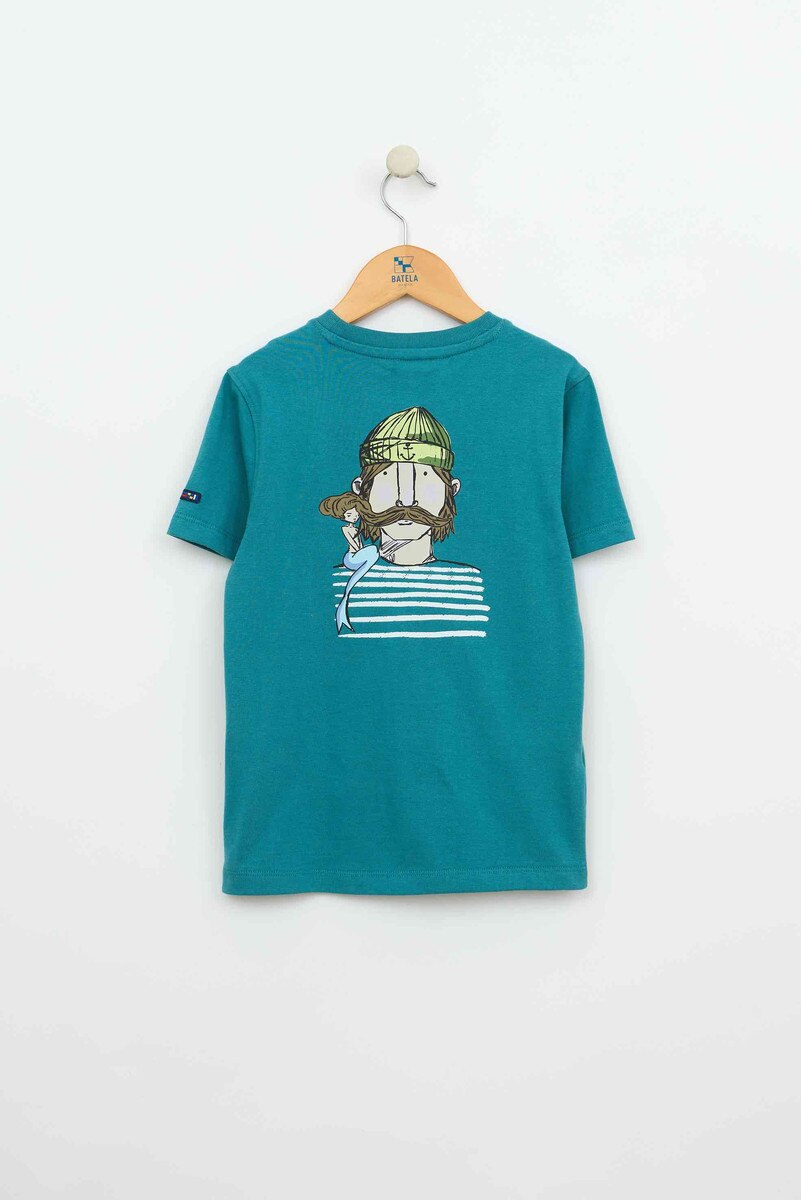 Batela Boys Pirate Mermaid on Back T-Shirt- Teal