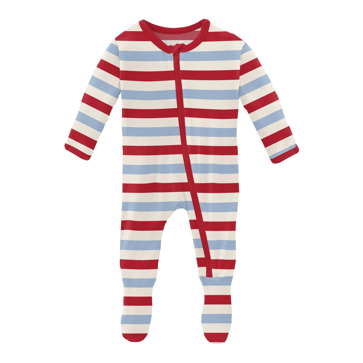 Kickee Pants Print Footie with Zipper in Anniversary Balloon Stripe