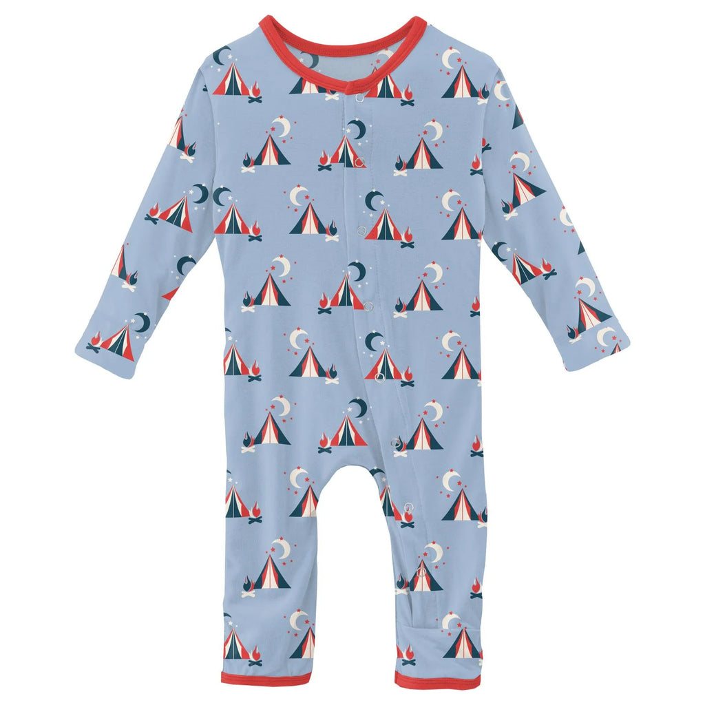 Kickee Pants Print Coverall with Snaps in Pond Tents