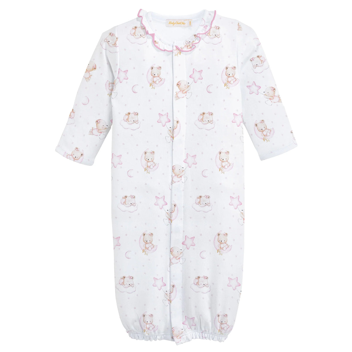 Baby Club Chic Sleep Tight Pink Bear Convertible Gown