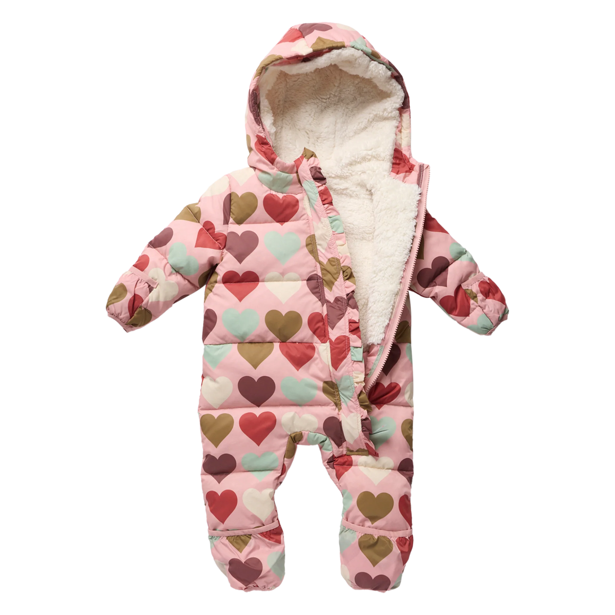 Pink Chicken Baby Girls Ruffle Snowsuit- Multi Harvest Hearts