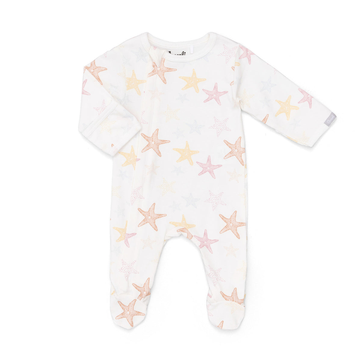 Coccoli Cotton Modal Zipper Footie- Starfish