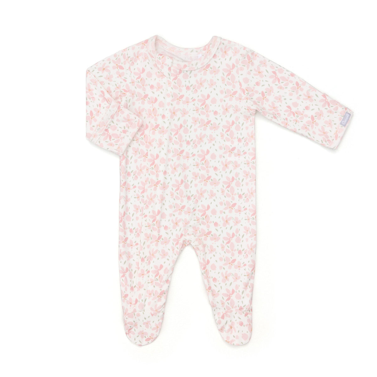 Coccoli Cotton Modal Zipper Footie- Florals on Cream