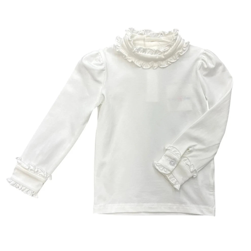 Lulu Bebe Long Sleeve Ruffle Top- Ivory