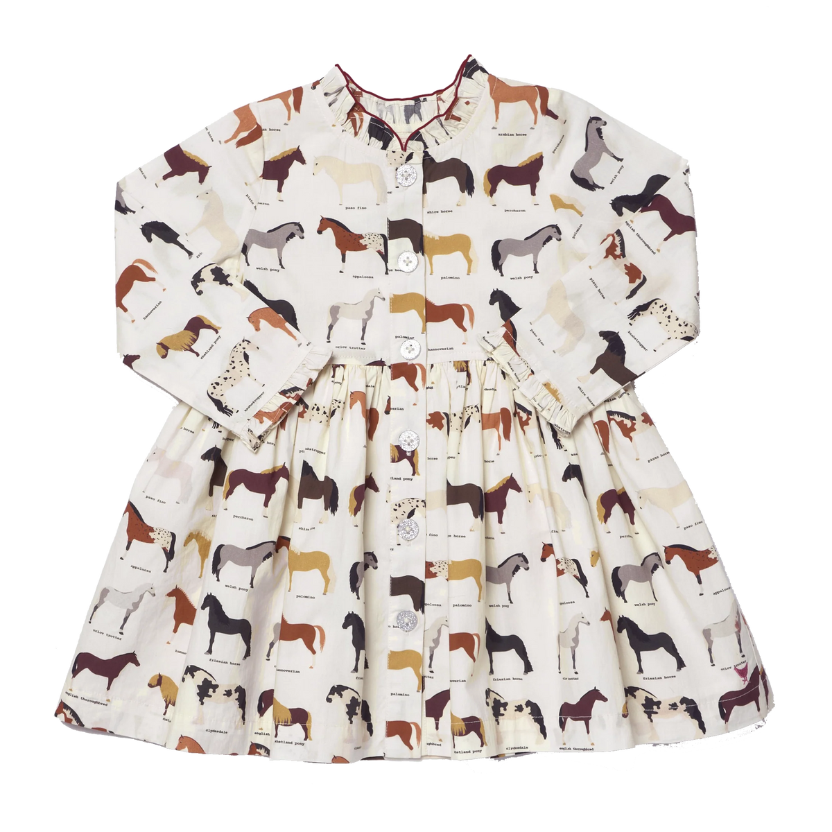 Pink Chicken Girls Autumn Dress- Horse Breeds