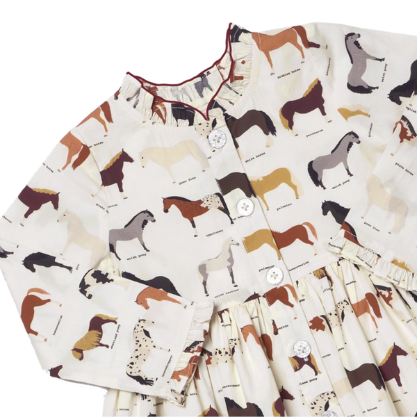 Pink Chicken Girls Autumn Dress- Horse Breeds