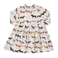 Pink Chicken Girls Autumn Dress- Horse Breeds