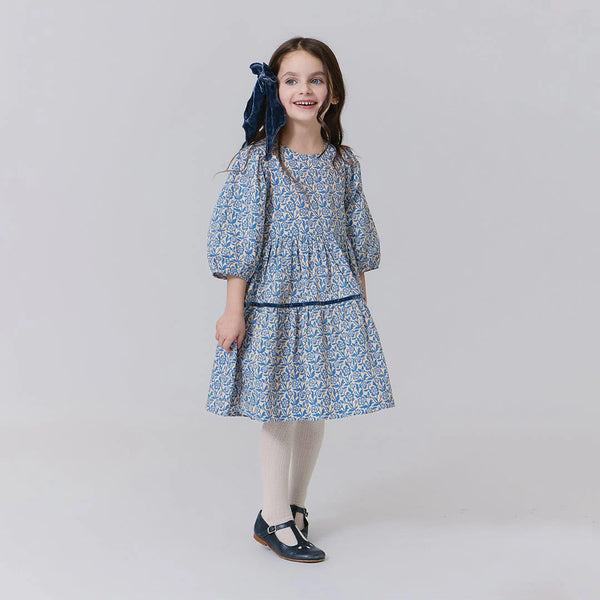 Pink Chicken Girls Maribelle Dress II Blue Climbing Floral