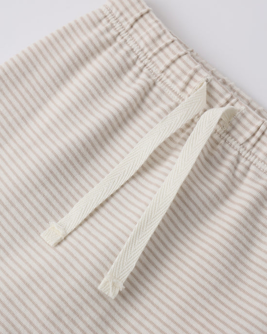 Quincy Mae Wrap Top and Footed Pant Set - Oat Micro Stripe