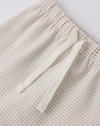 Quincy Mae Wrap Top and Footed Pant Set - Oat Micro Stripe