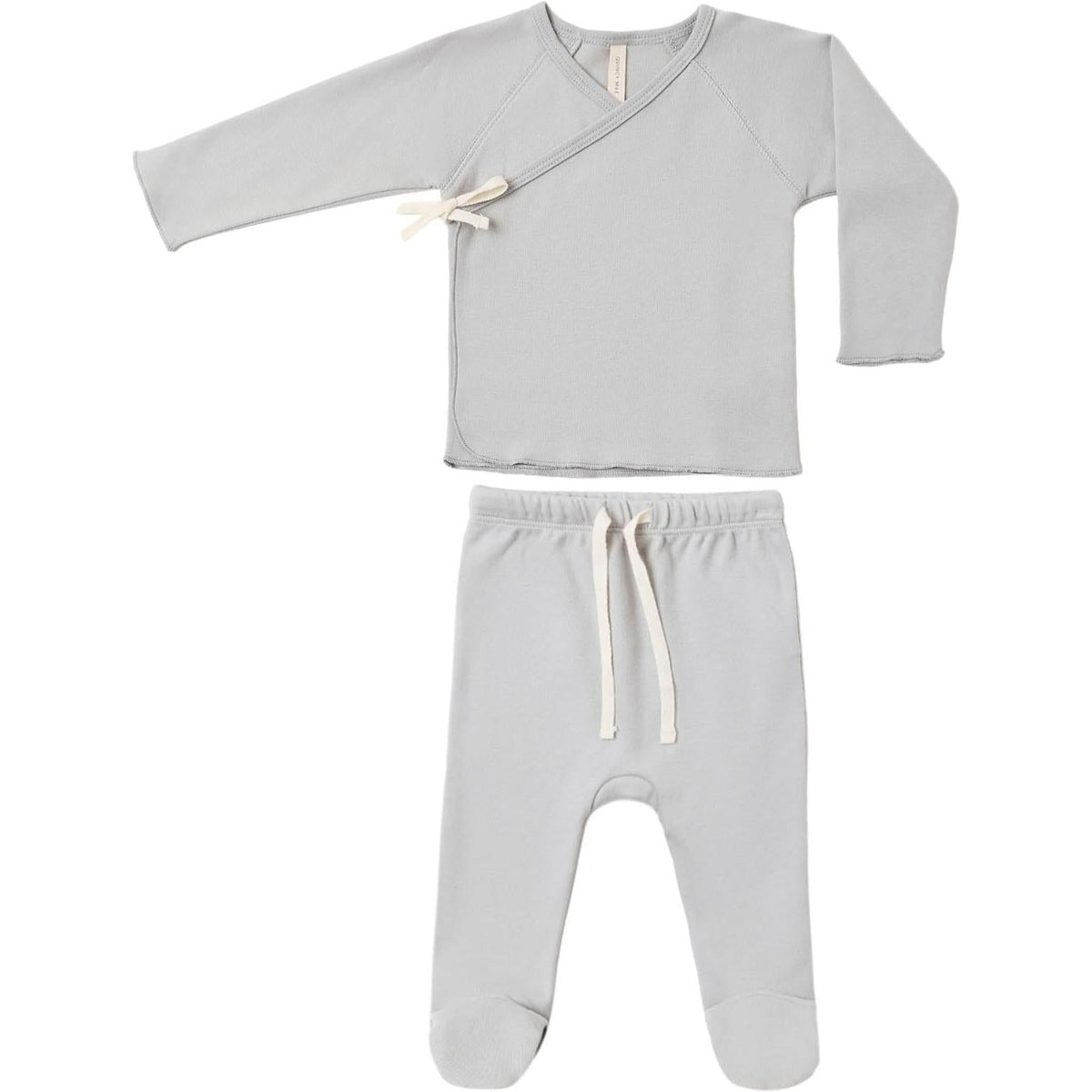 Quincy Mae Wrap Top + Footed Pant Set || Cloud