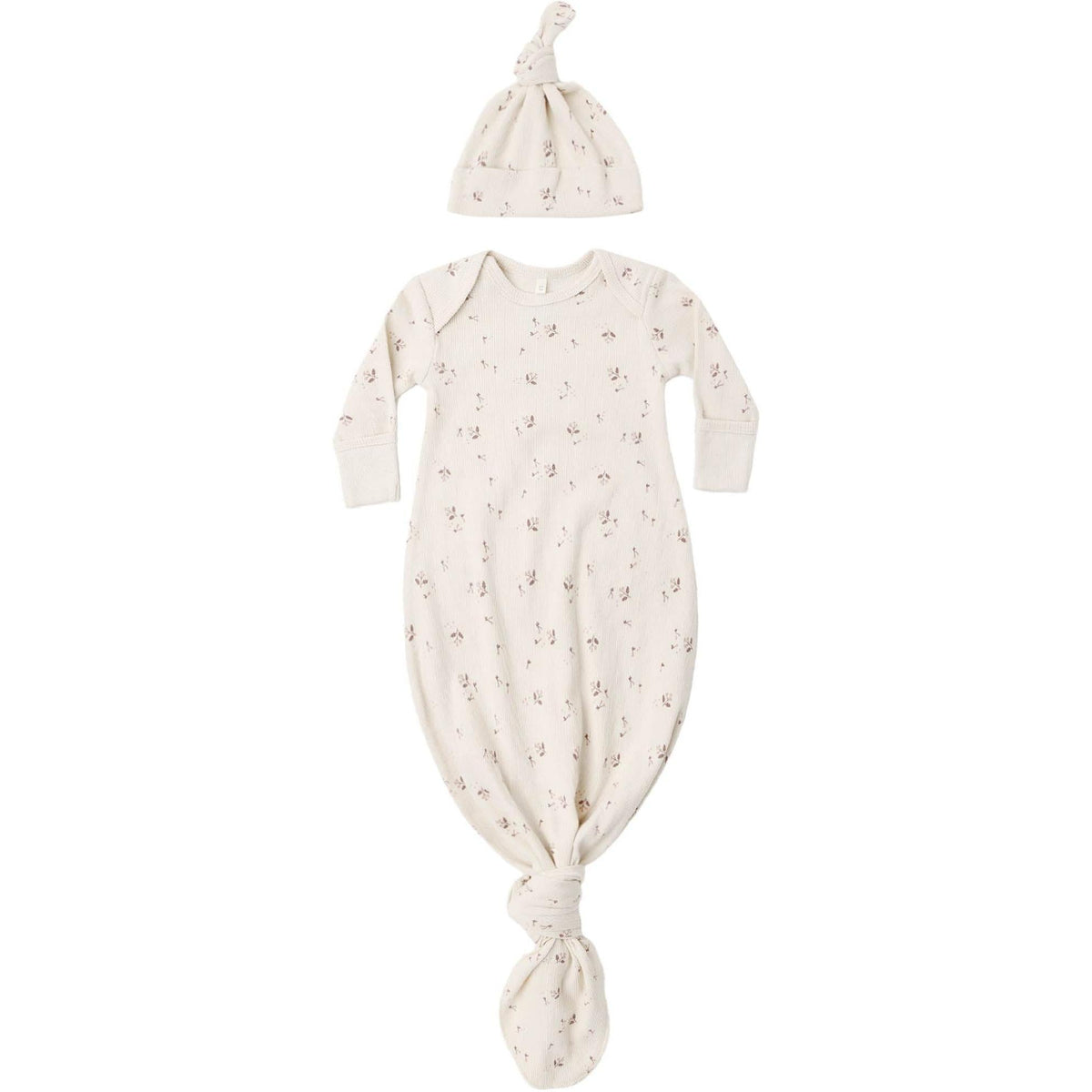Quincy Mae Knotted Baby Gown + Hat Set || Fall Ditsy