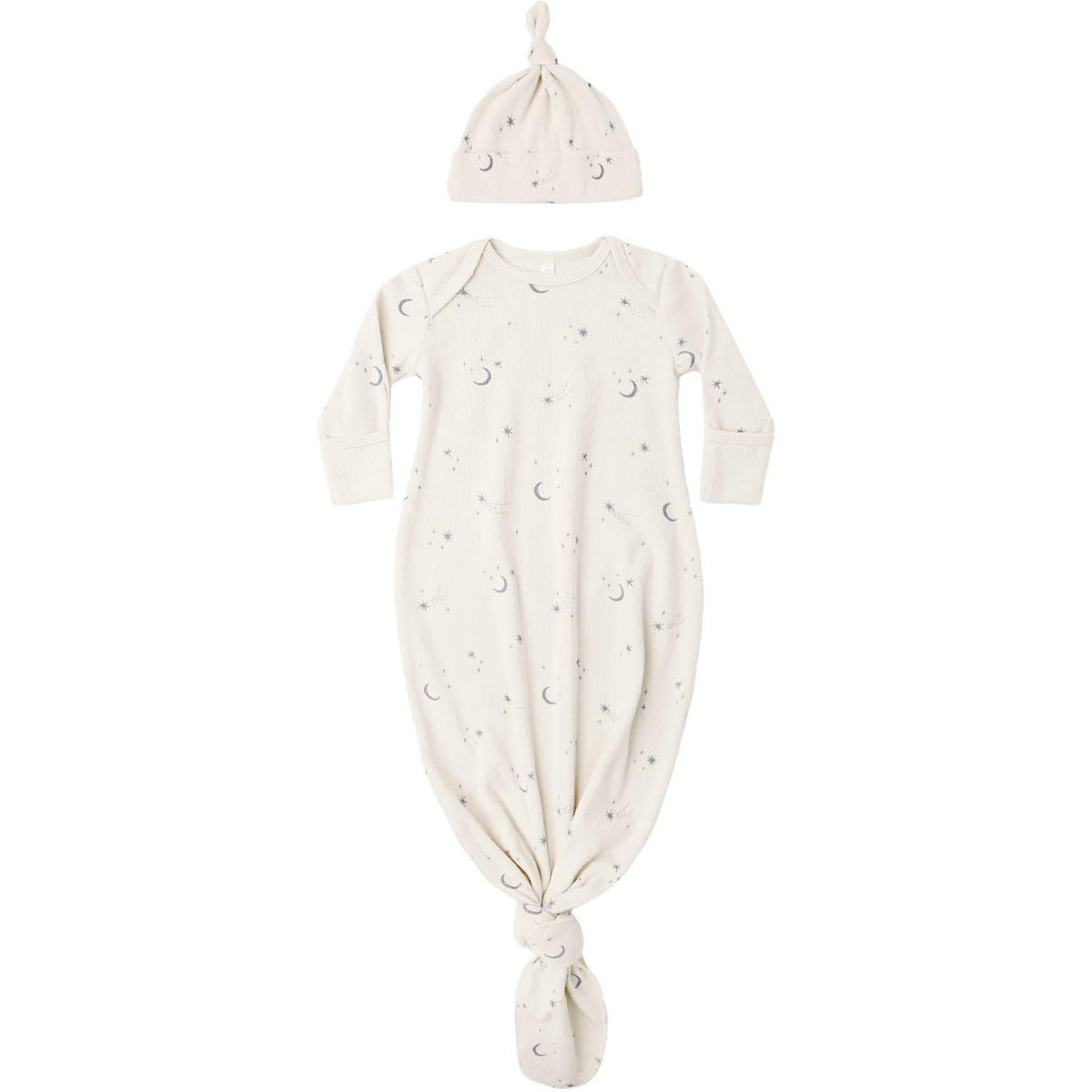 Quincy Mae Knotted Baby Gown + Hat Set || Celestial