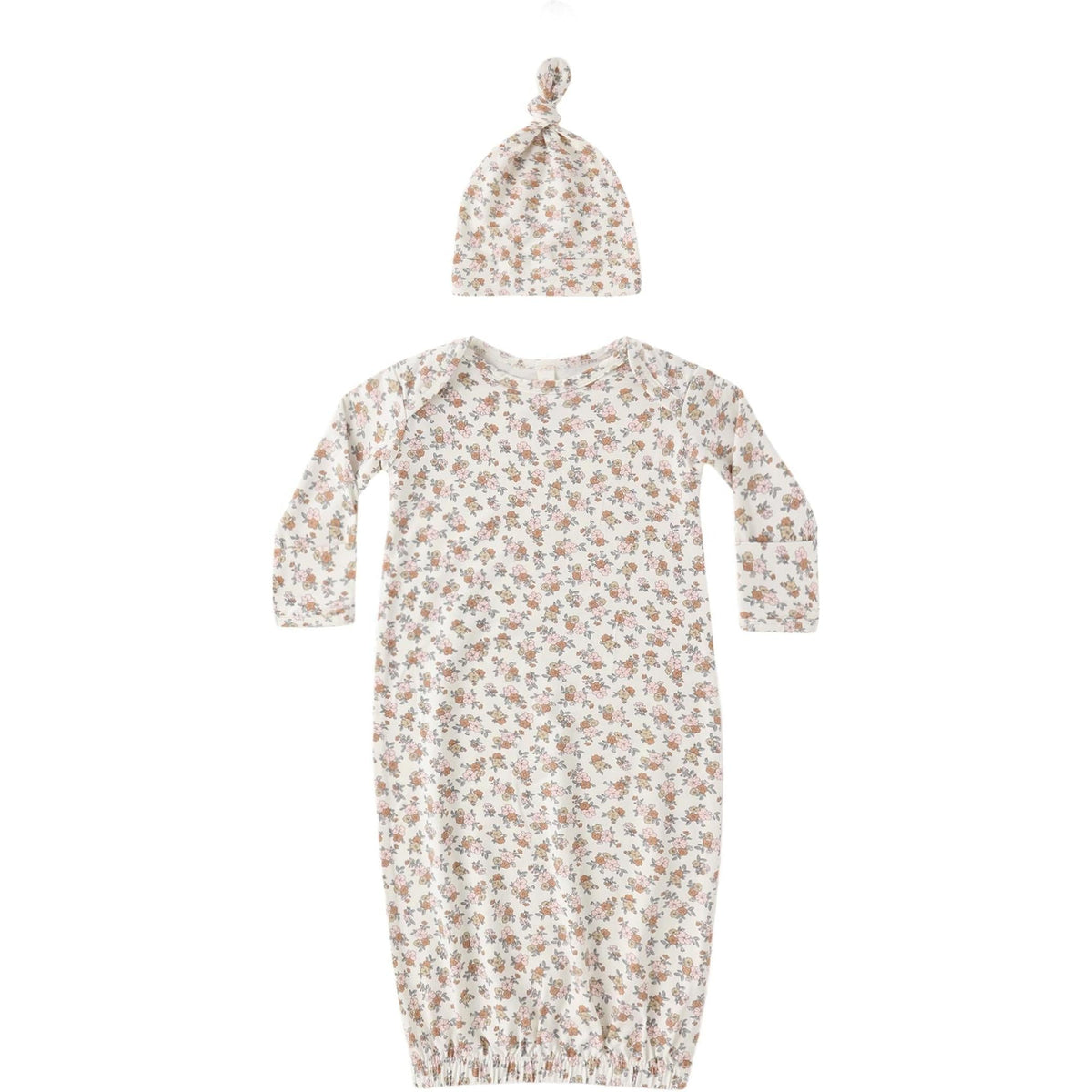 Quincy Mae Bamboo Baby Gown + Hat Set || Wildflower
