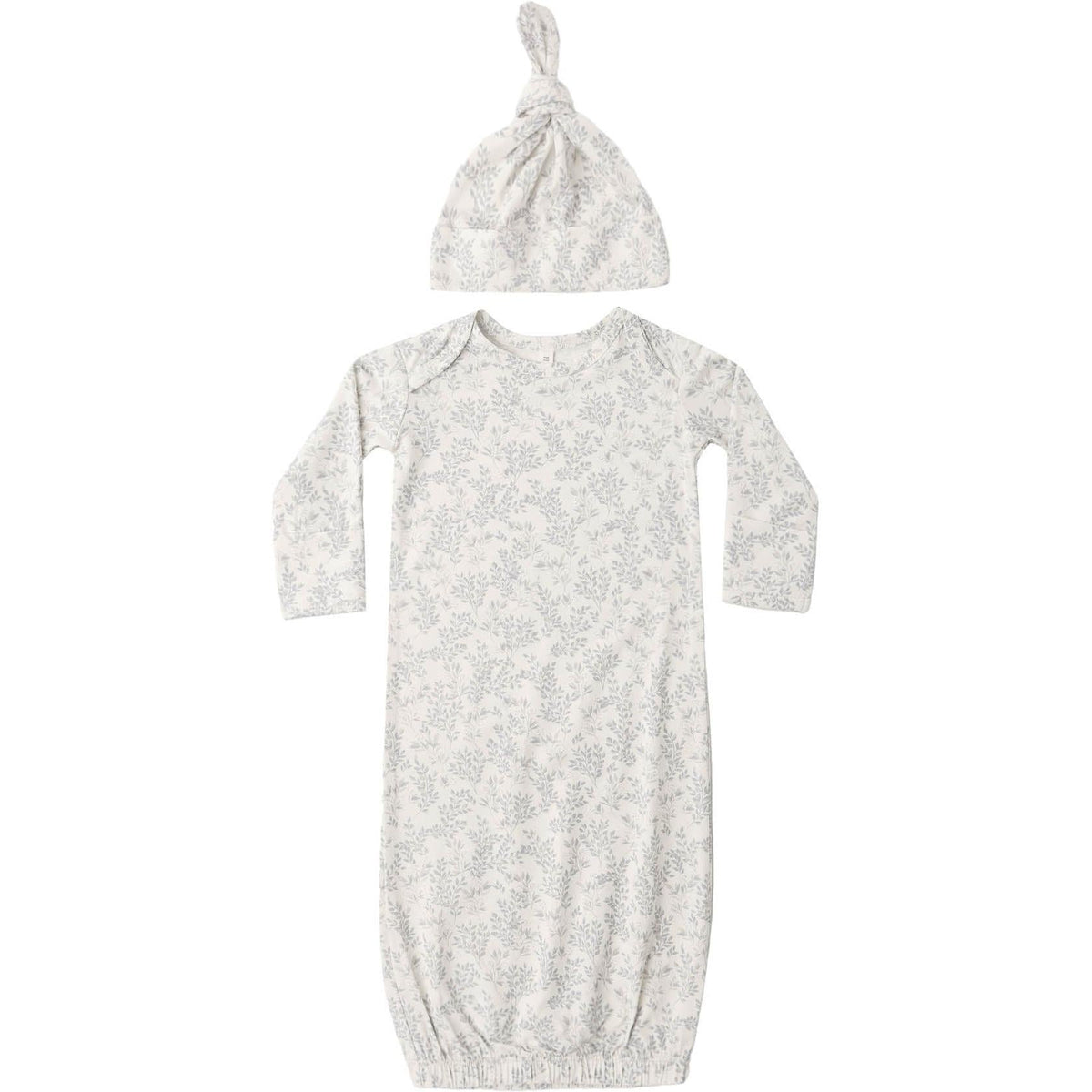 Quincy Mae Bamboo Baby Gown + Hat Set || Cloud Floral